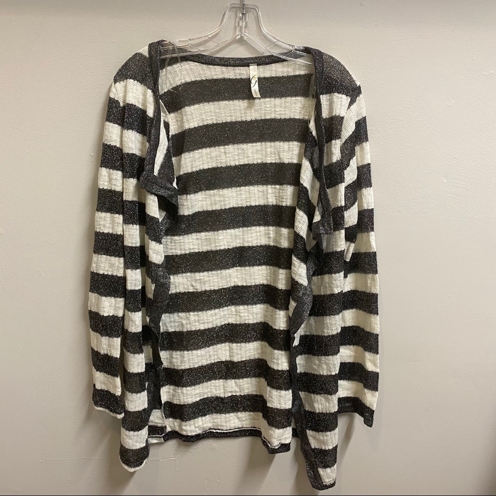 GINGER G Sparkly Striped Open Cardigan L